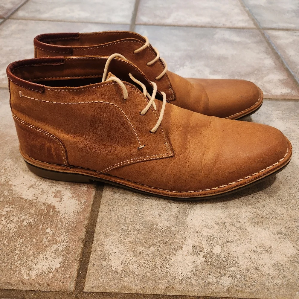 STEVE‎ MADDEN Men's Ivon Chukka Tan Leather Boots Size 9.5